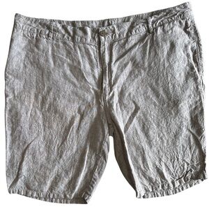 Toscano Firenze 100% Linen Shorts Size 42 Beige Flat Front Summer